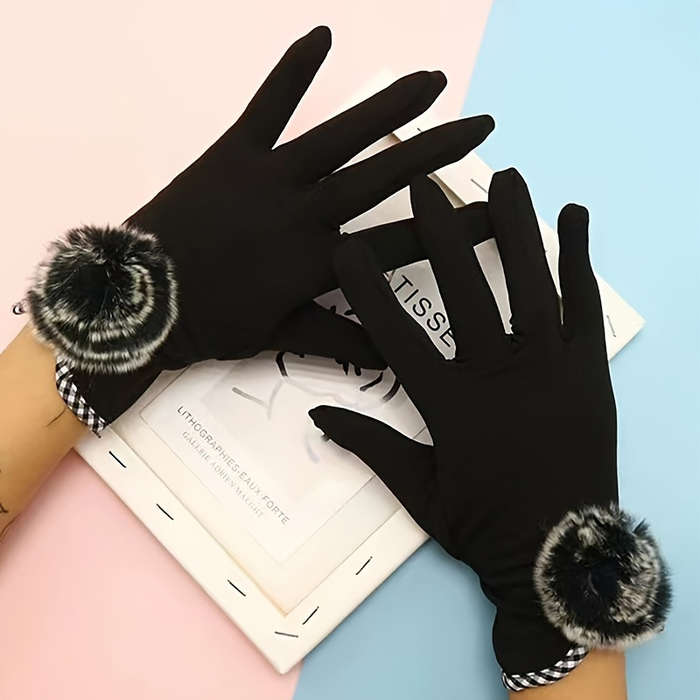 1 Pair Black Warm Gloves
