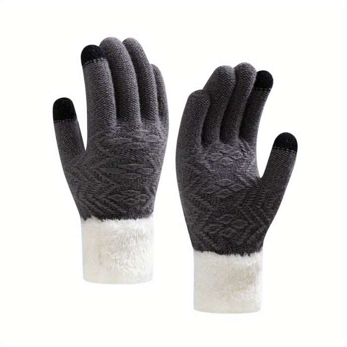 1 Pair Black One Size Warm Gloves