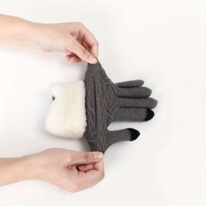 1 Pair Black One Size Warm Gloves