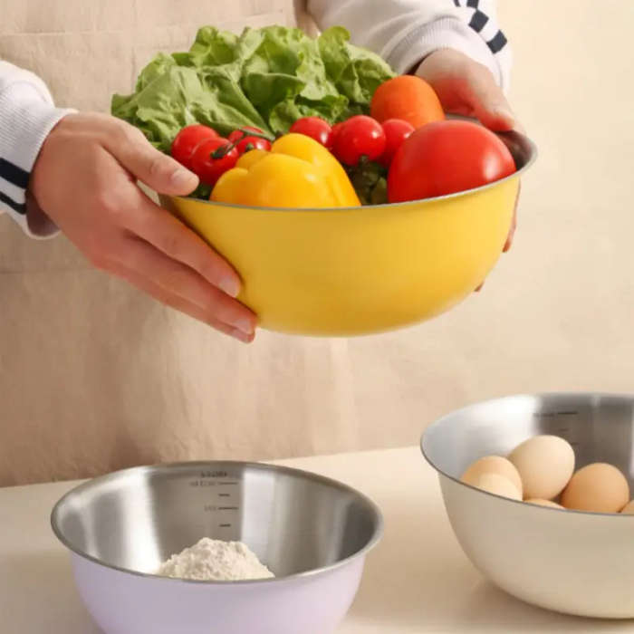 3pcs Stainless Steel Kitchen Set Rust-Resistant Mixing Bowls for Baking Salad Noodles Large Capacity