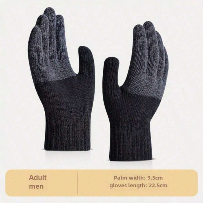 1 Pair Dark Gray Wrist Five Fingers Warm Gloves