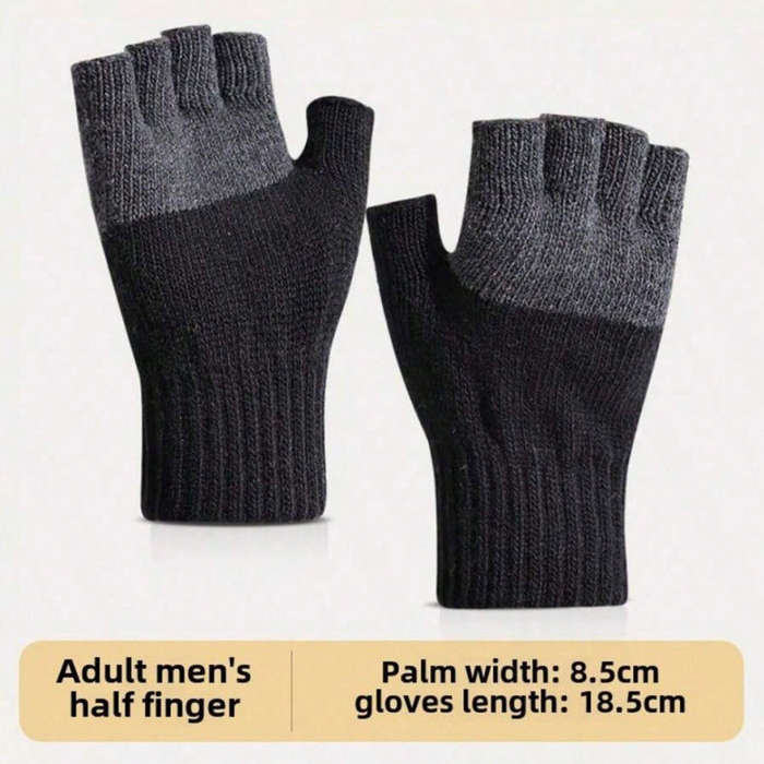 1 Pair Dark Gray Wrist Five Fingers Warm Gloves