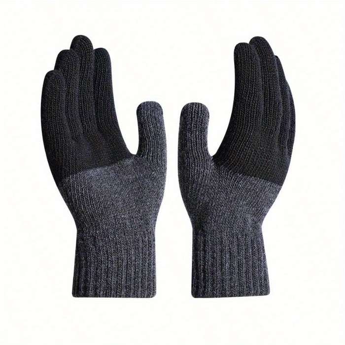 1 Pair Dark Gray Wrist Five Fingers Warm Gloves