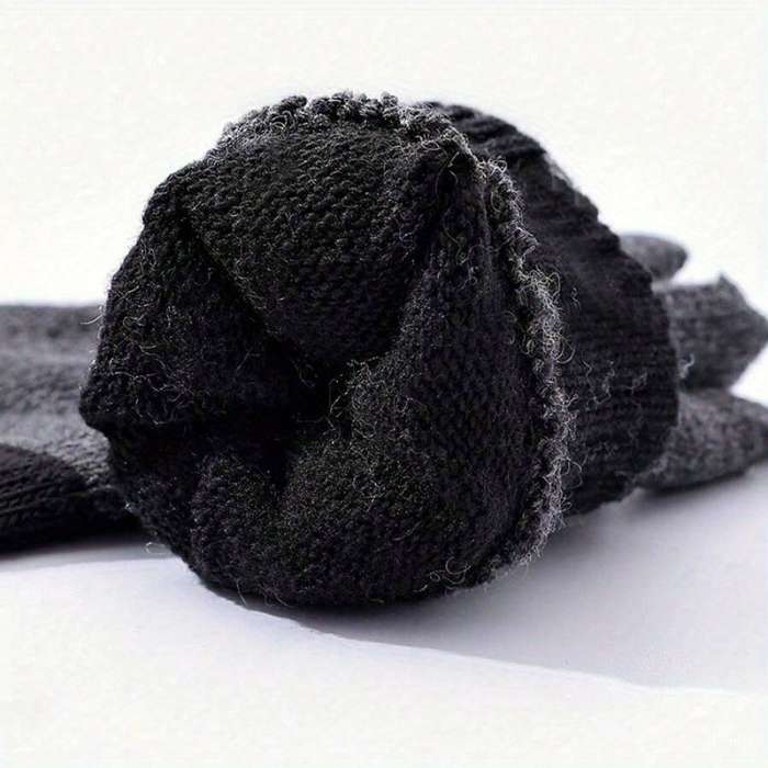 1 Pair Dark Gray Wrist Five Fingers Warm Gloves