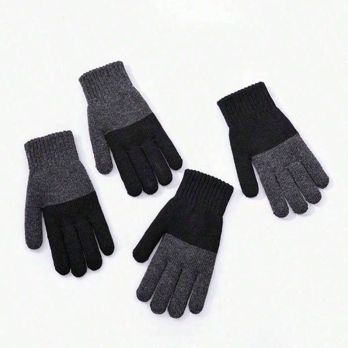 1 Pair Dark Gray Wrist Five Fingers Warm Gloves