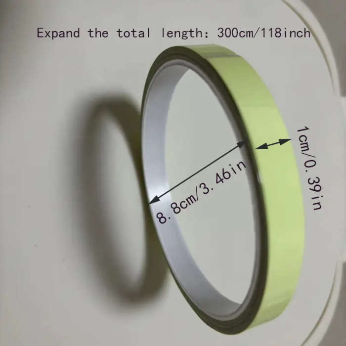 Long-Lasting Luminous Glow Tape - 1 Roll Fluorescent Tape for Outdoor Sports, Night Decorations, Hom