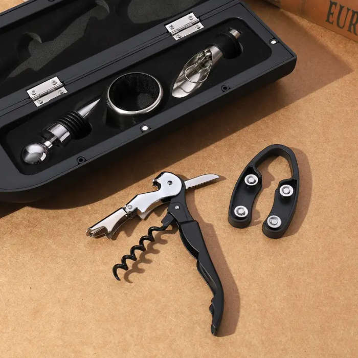 5pcs Deluxe Wine Opener Set with Gift Box Stainless Steel Bottle Openers Accessories for Home Bar an