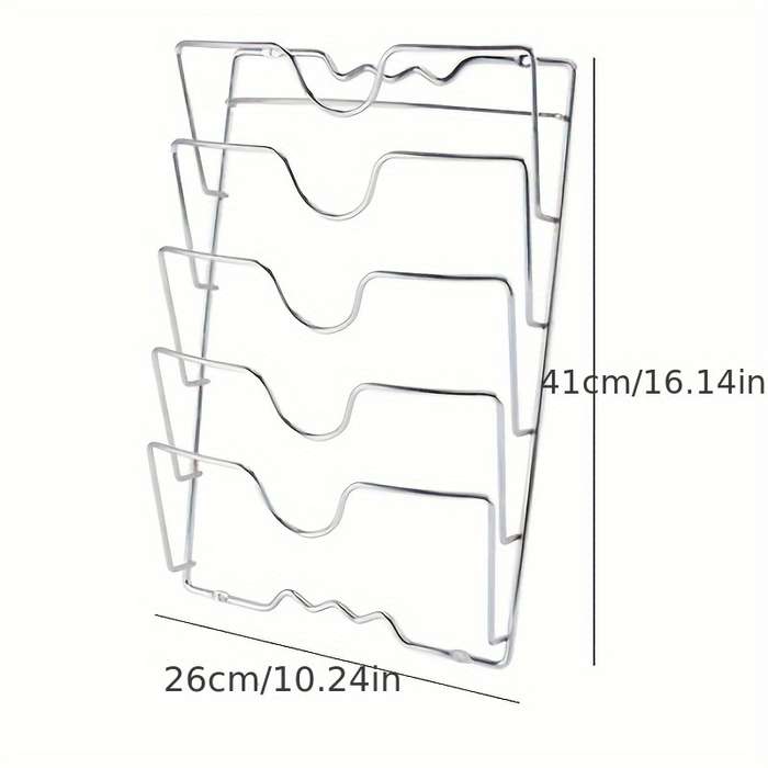1pc Space-Saving Wall-Mounted Kitchen Organizer Durable Stainless Steel Pot Lid Cutting Board H