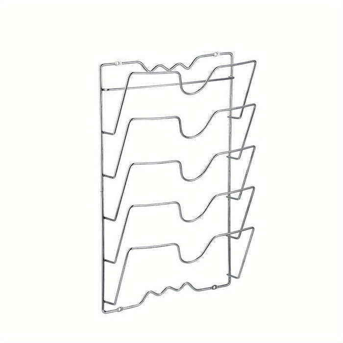 1pc Space-Saving Wall-Mounted Kitchen Organizer Durable Stainless Steel Pot Lid Cutting Board H