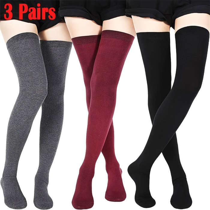 3 Pairs Of Multicolor High Elastic Socks