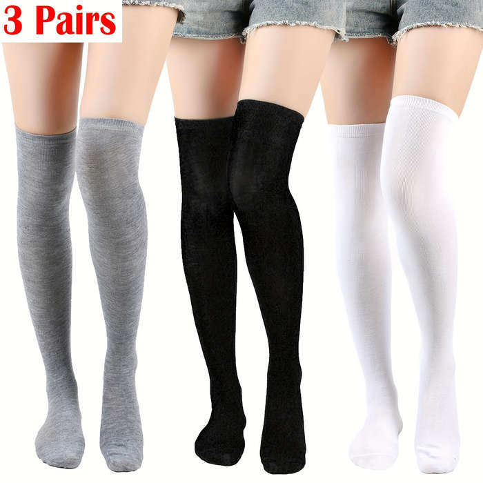 3 Pairs Of Multicolor High Elastic Socks