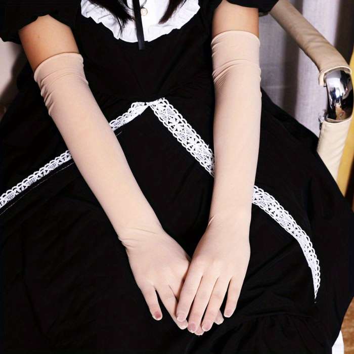 1 Pair White Lace Hollow Long Gloves