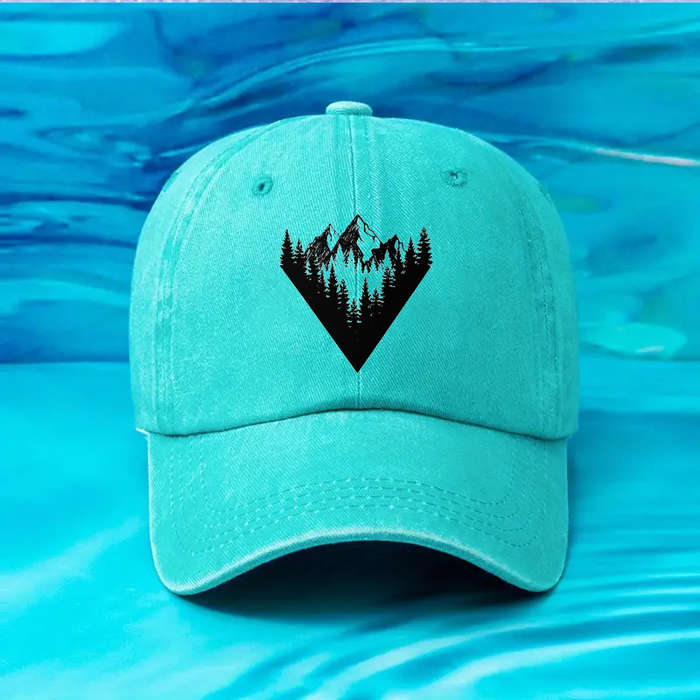1pc Y2K-Inspired Adjustable Baseball Cap with Mountain Forest Print Sun Protection Cotton Hand W