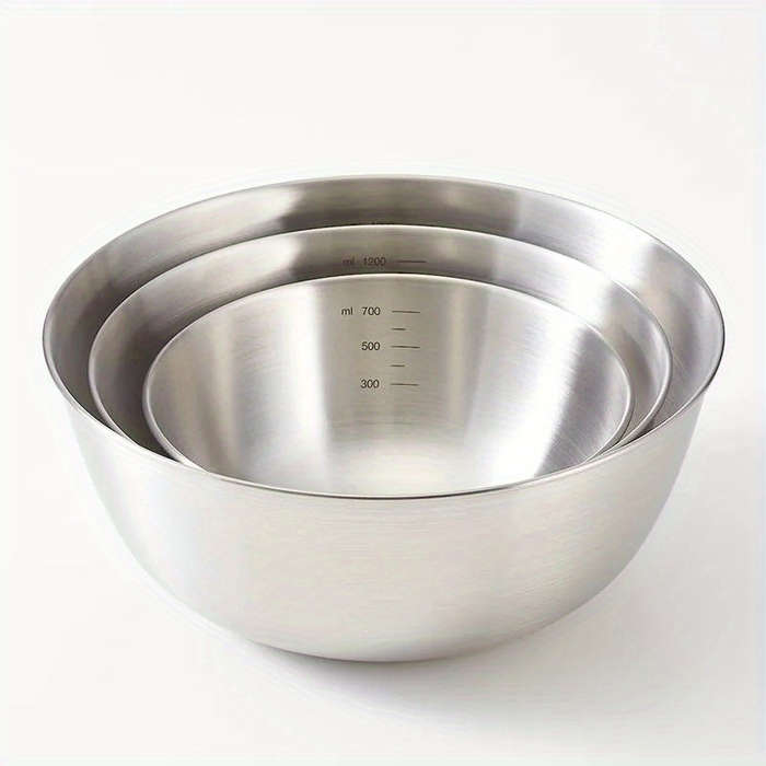 3pcs Stainless Steel Mixing Bowls Set Durable Food-Safe Kitchenware for Cooking Baking Ser