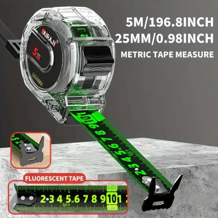 1pc High-Precision Self-Locking Fluorescent Steel Tape Measure Set 5.0meter Durable Anti-Drop Design