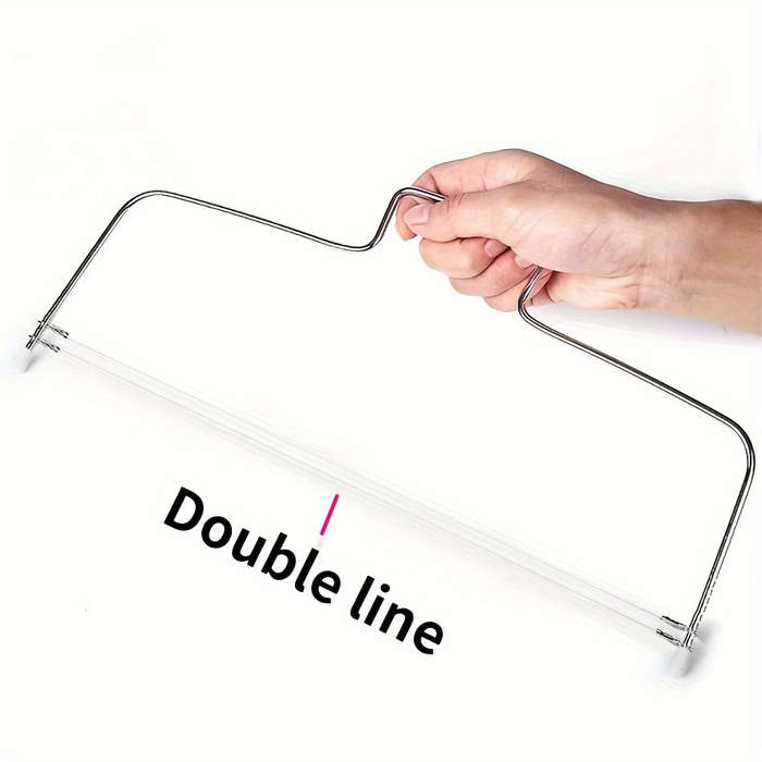 1pc Adjustable Stainless Steel Cake Slicer Double Wire Layered Bread Knife with Groove Markings f