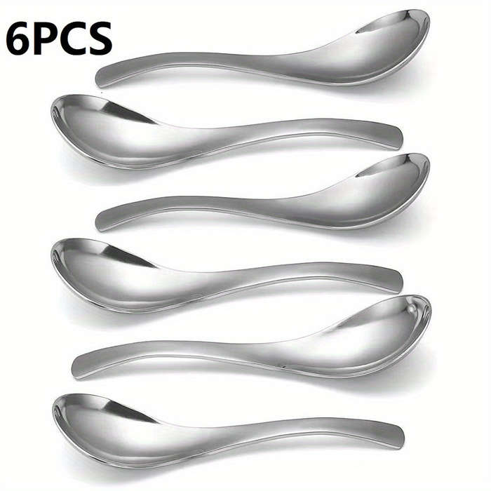 6pcs Heavy Duty Stainless Steel Spoon Set Classic Design Dishwasher Washable Easy To Clean