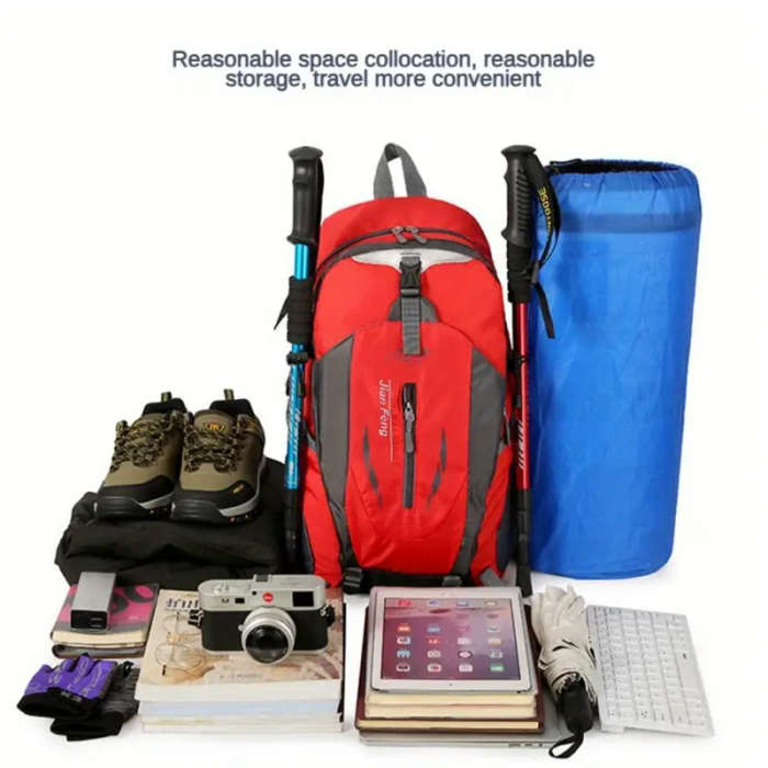1pc 40L Large-Capacity Leisure Travel Backpack Water-Resistant Oxford Fabric Ideal for Hiking Outdoo