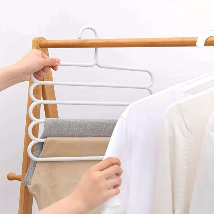 Space-Saving Multi-Layer Pants Rack Anti-Slip Adjustable Design for Clothes