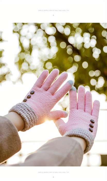 1 Pair Navy Blue Warm Gloves
