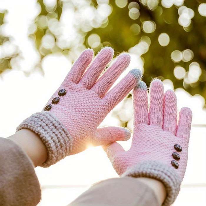 1 Pair Navy Blue Warm Gloves