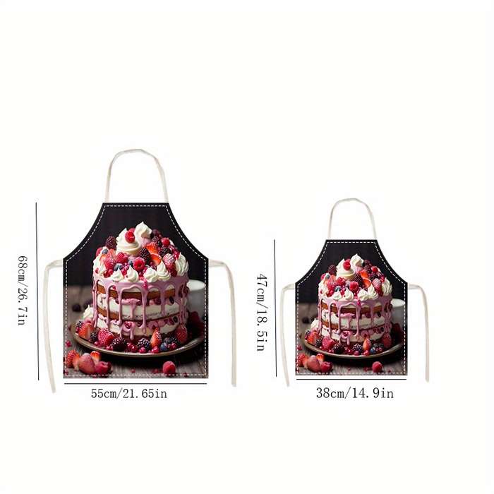 1pc Linen Apron with Cake Print 1pc Woven Linen Chef'S Apron Durable Adjustable Comfortable Fi