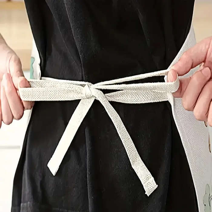 1pc Linen Apron with Cake Print 1pc Woven Linen Chef'S Apron Durable Adjustable Comfortable Fi