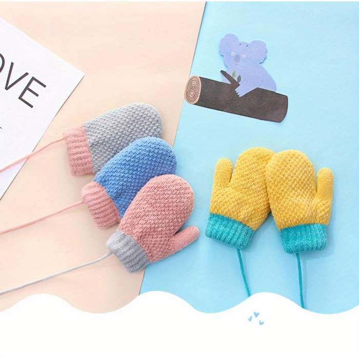 1 Pair Grey Warm Gloves