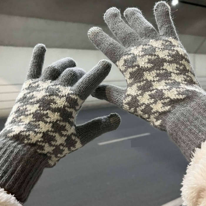 1 Pair Black Warm Gloves