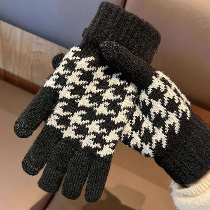1 Pair Black Warm Gloves