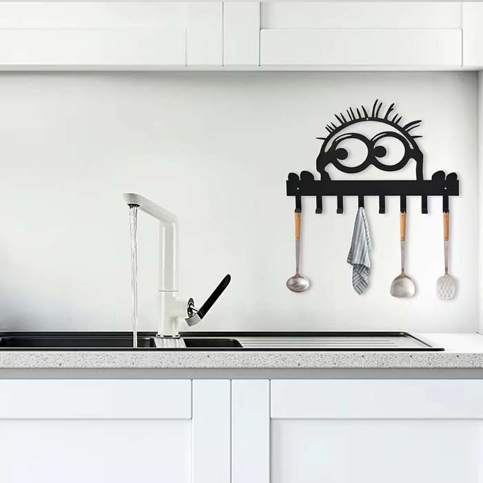 A single set of elegant wallmounted metal coat hooks with 8 hooks. Its a practical and stylish c
