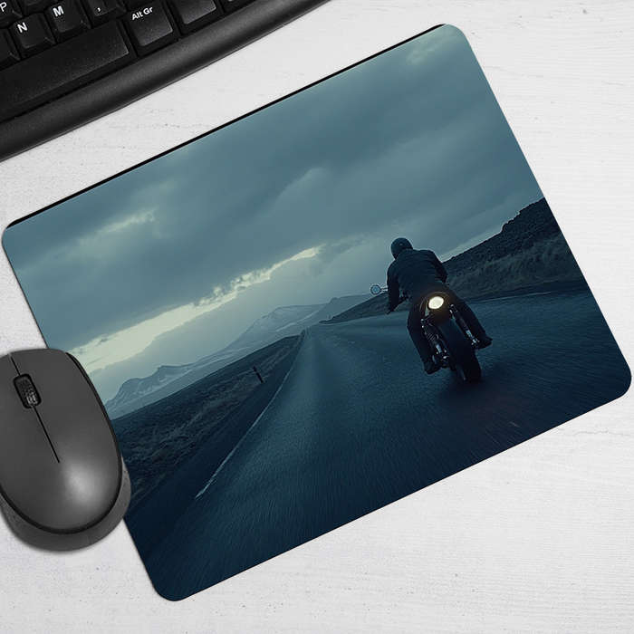 1pc Motorcycle Print Non-Slip Rubber Mouse Pad Vintage Road Trip Design Portable D