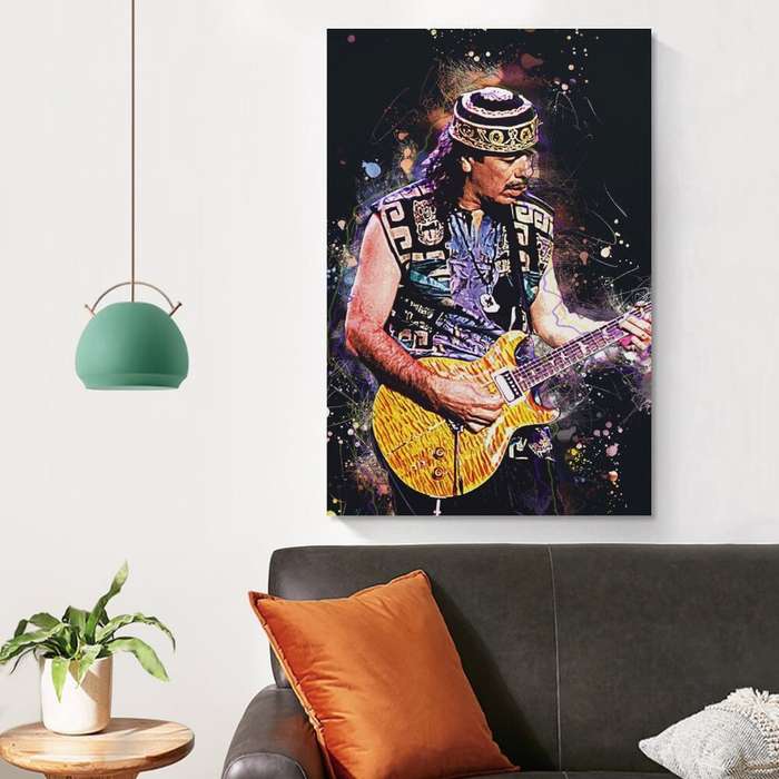 1pc Satin-Finish Carlos Santana Poster Modern Art Print on Silk Fabric Wall Decor for Living Roo