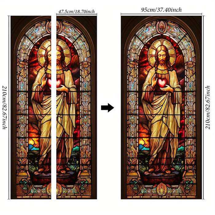 1pc 76.96x199.9cm Jesus Christian Themed Stickers