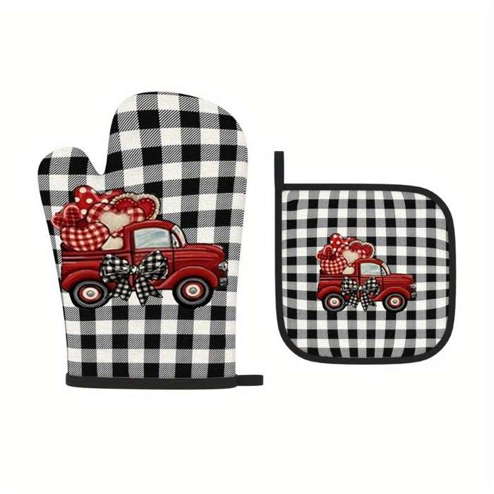 2Pcs 26.92x17.02cm Heat Resistant Oven Mitts And Potholders