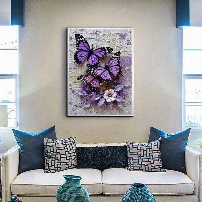 1000pcs Purple Butterfly Jigsaw Puzzle Challenging DIY Brain Teaser for Adults Fam
