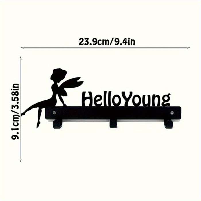 1pc HelloYoung Magical Wall-Mounted Storage RackStylish Metal Organizer for Coats Keys Towels