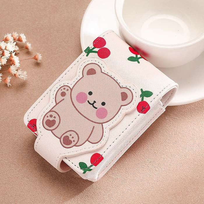 1pc Cute Cartoon Lipstick Holder with Mirror Portable Mini Makeup Bag for On-the-Go Touch-Ups