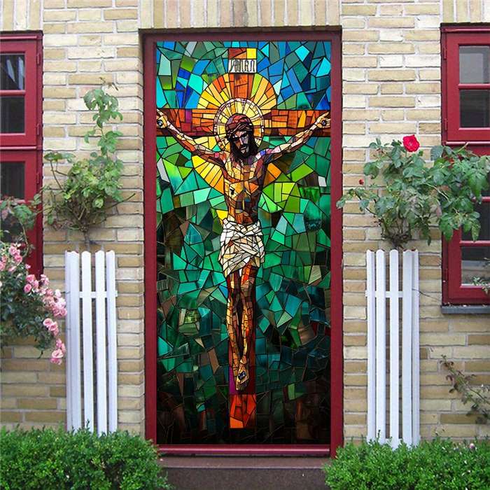 1pc 76.96x199.9cm Jesus Christian Themed Stickers