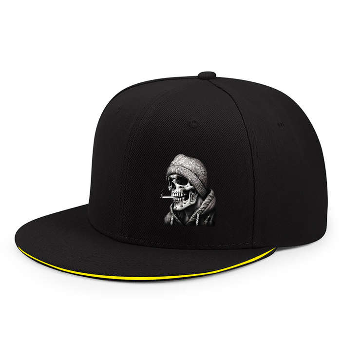 1pc Urban Streetwear Baseball Cap Unisex Polyester Snapback Hat with Skull Graphic Sun Protecti