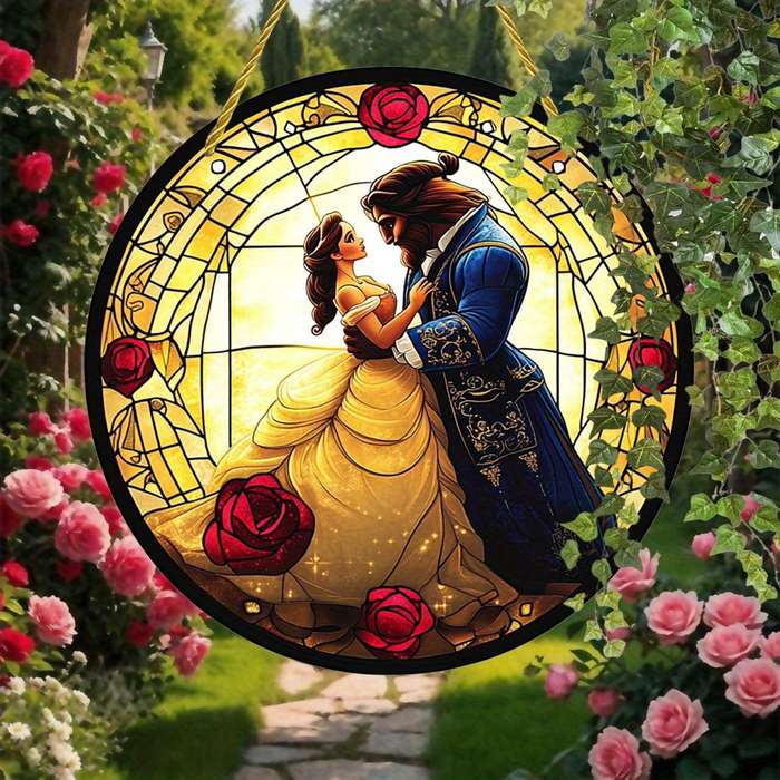 1pc 2D Flat  Beast from Beauty and the Beast Suncatcher  Stained Acrylic Window Hanging for O