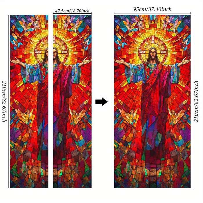 1pc 76.96x199.9cm Jesus Christian Themed Stickers