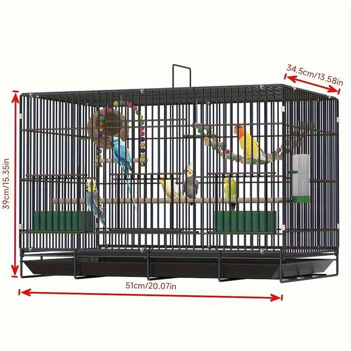 1pc Black (cage + tray + feeding trough + standing pole) Pet Cage