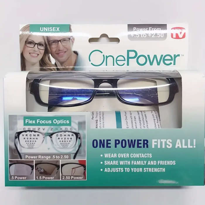 One Power Adjustable Multifocal Reading Glasses - Focus Auto-Adjusting Optic Readers Ranges From 0.5