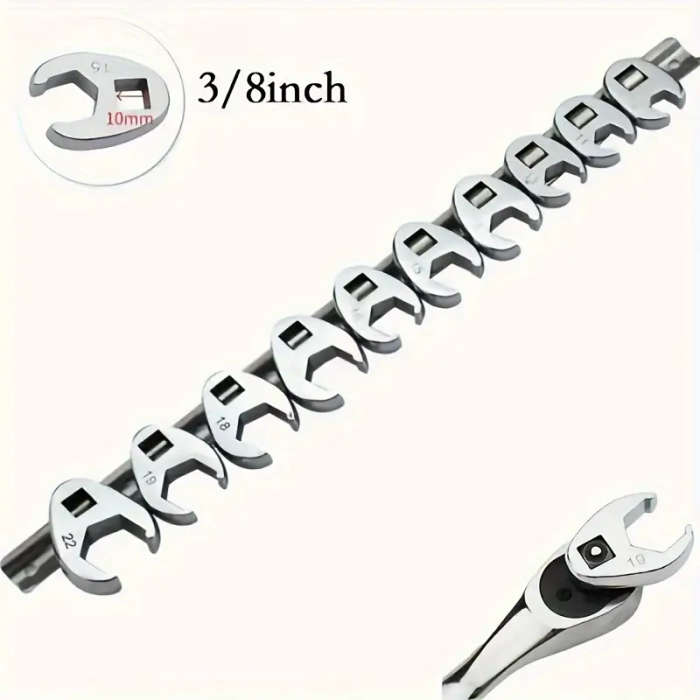 10-Piece 3/8-Inch Interchangeable Head Ratchet Wrench Set