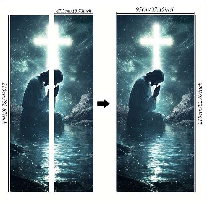 1pc 76.96x199.9cm Jesus Christian Themed Stickers