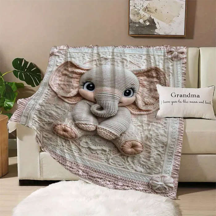 1 x 3D Crochet Printed Flannel Blanket 150*200cm
