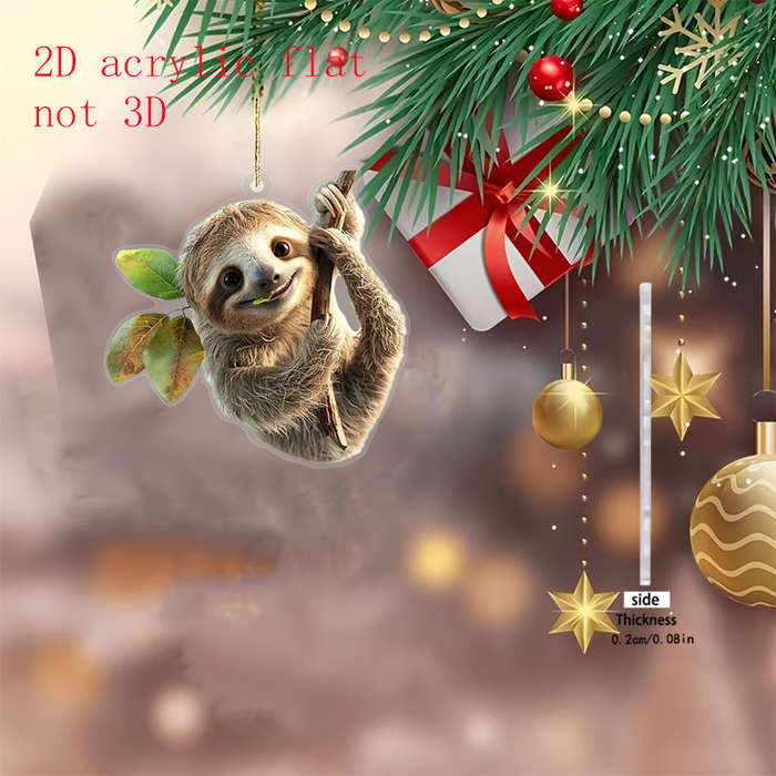 1pc 2D Flat  Acrylic Sloth Car Rearview Mirror Hanging Charm Cute Keychain Bag Decor for Animal