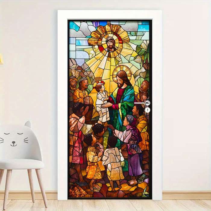 1pc 76.96x199.9cm Jesus Christian Themed Stickers