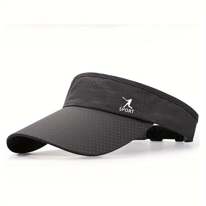 1pc Men's Quick-Dry Breathable Sports Cap White Polyester No-Top Duckbill Sun Hat with Adjustabl